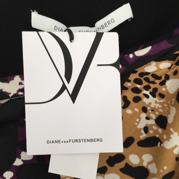 DVF Diane von Furstenberg Kirby Cheetah Splash dress black shift knit new 6 - Picture 4 of 5